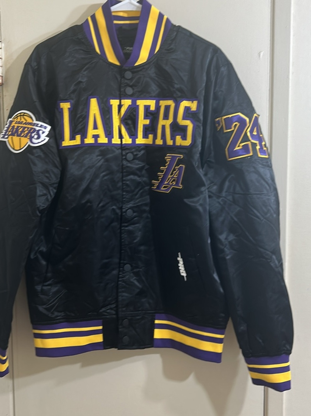 Los Angeles Lakers Black & Purple Satin Jacket - Official Team Varsity
